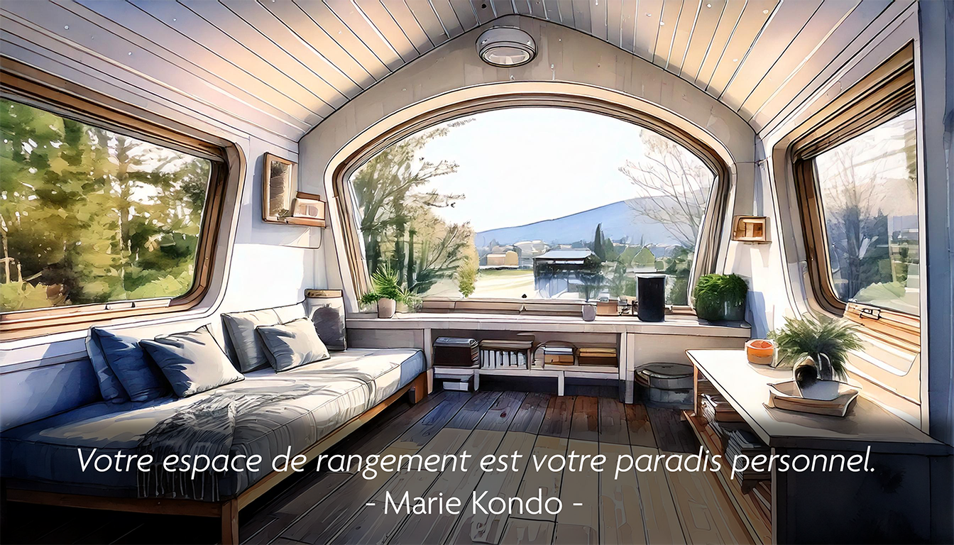 Votre espace de rangement est votre paradis personnel. Marie Kondo -