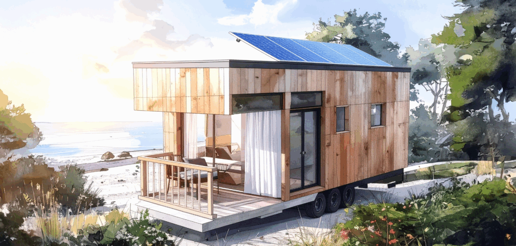 tiny house roulante pour professionnel itinérant aquarelle